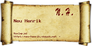 Neu Henrik névjegykártya